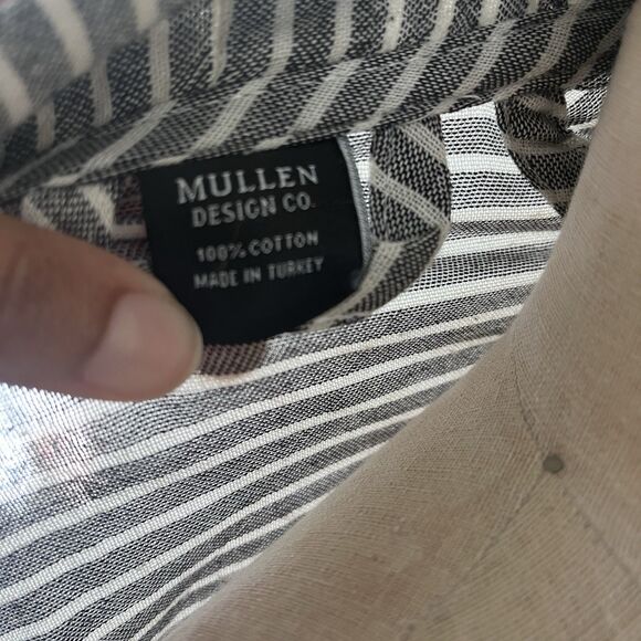 Mullen Design Co Gray Striped Cotton Neutral Mid Length Turkish Cotton Robe - S - Picture 5 of 5